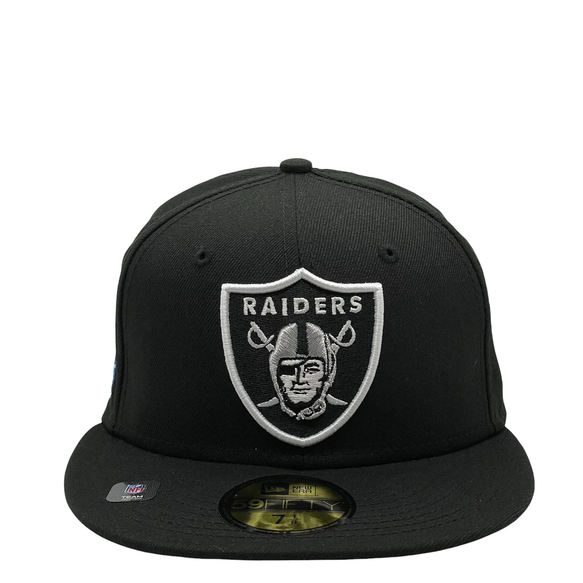 Black Las Vegas Raiders Cloud Bottom Super Bowl XVIII Side Patch New Era 59FIFTY Fitted 8