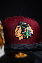 Load image into Gallery viewer, 59Fifty NHL Chicago Blackhawks 2-Tone Cardinal/Black Suede - Grey UV
