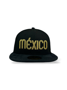 [MEXICO DE ORO V.2] 59Fifty Mexico "Mexico" Black Suede Visor - Storm Grey Suede UV