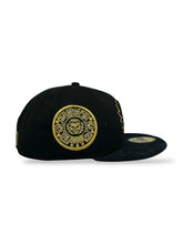 Load image into Gallery viewer, [MEXICO DE ORO V.3] 59Fifty Mexico &quot;El Guerrero&quot; Black Suede Visor - Storm Grey Suede UV
