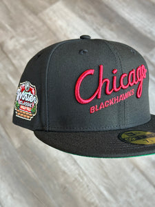 [SCRIPT] 59Fifty NHL Chicago Blackhawks Winter Classic Black/Black - Green UV
