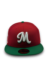 Load image into Gallery viewer, 59Fifty 2020 Serie Del Caribe Retro Mexico &quot;M&quot; 2-Tone Scarlet/Green- Black UV
