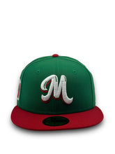 Load image into Gallery viewer, 59Fifty 2020 Serie Del Caribe Retro Mexico &quot;M&quot; 2-Tone Green/Scarlet- Black UV
