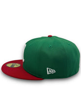 Load image into Gallery viewer, 59Fifty 2020 Serie Del Caribe Retro Mexico &quot;M&quot; 2-Tone Green/Scarlet- Black UV
