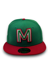 Load image into Gallery viewer, 59Fifty 2024 Serie Del Caribe Mexico &quot;M&quot; 2-Tone Green/Scarlet- Black UV
