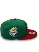 Load image into Gallery viewer, 59Fifty 2024 Serie Del Caribe Mexico &quot;M&quot; 2-Tone Green/Scarlet- Black UV
