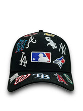 Load image into Gallery viewer, 9Forty MLB All Over - All Teams Embroidered Black - Grey UV
