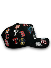 Load image into Gallery viewer, 9Forty MLB All Over - All Teams Embroidered Black - Grey UV
