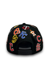 Load image into Gallery viewer, 9Forty MLB All Over - All Teams Embroidered Black - Grey UV
