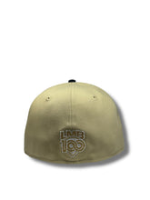 Load image into Gallery viewer, 59Fifty LMB Tecolotes de los 2 Laredos &quot;2L&quot; Game Cap Away 3T Chrome/Vegas Gold/Navy - Black UV
