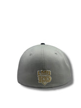 Load image into Gallery viewer, 59Fifty LMB Tigres De Quintana Roo Game Cap Away 2T Grey/Navy Tiger Stripes - Black UV
