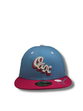 Load image into Gallery viewer, 59Fifty LMB Guerreros de Oaxaca Game Cap ALT AOP Mex Flag SP 2T Sky Blue/Pink Rose - Black UV
