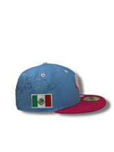 Load image into Gallery viewer, 59Fifty LMB Guerreros de Oaxaca Game Cap ALT AOP Mex Flag SP 2T Sky Blue/Pink Rose - Black UV
