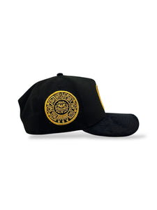 [MEXICO DE ORO V.1] 9Forty A-Frame Snapback Mexico "M" Black Suede Visor - Storm Grey Suede UV