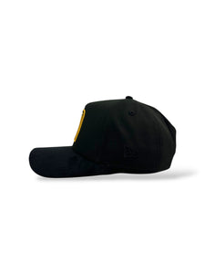 [MEXICO DE ORO V.1] 9Forty A-Frame Snapback Mexico "M" Black Suede Visor - Storm Grey Suede UV