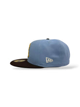 Load image into Gallery viewer, Burdeens x Ali Six [TAINO COQUI] 59Fifty 2-Tone Light Blue/Walnut - Grey UV
