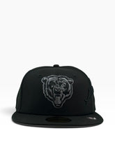 Load image into Gallery viewer, 59Fifty New Era Chicago Bears "Bear Face" Side Script Black on Black - Grey UV
