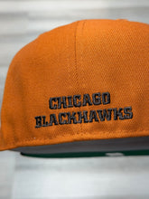 Load image into Gallery viewer, [GINGER BLACKHAWKS] 59Fifty Chicago Blackhawks Chicago Stadium 2T Rush Orange/Burnt Wood - Green UV
