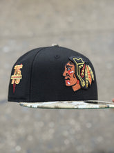 Load image into Gallery viewer, [RTE BLACKHAWKS] 59Fifty Chicago by Blackhawks 75th Anniversary 2T Black/Real Tree Edge - Green UV

