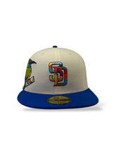Load image into Gallery viewer, 59Fifty New Era San Diego Padres MLB City Element El Salvador White/Blue Fitted Hat - Green UV
