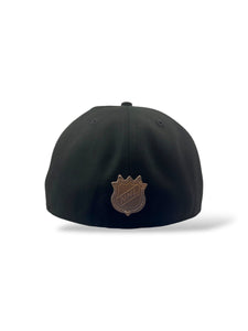 59Fifty New Era Chicago Blackhawks "Leather" Black/Tan Fitted Hat - Green UV