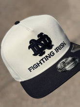 Load image into Gallery viewer, 9Fifty A-Frame Snapback Notre Dame "Fighting Irish" Chrome/Navy - Green UV
