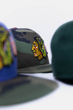 Load image into Gallery viewer, 59Fifty NHL Chicago Blackhawks 1991 All-Star Game Woodland Camo Trucker - Green UV
