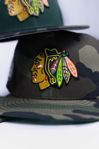 59Fifty NHL Chicago Blackhawks 1991 All-Star Game Woodland Camo Trucker - Green UV