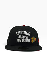 Load image into Gallery viewer, [CATW BLACKHAWKS] 59Fifty Chicago Blackhawks "Chicago Against The World" Black - Red UV
