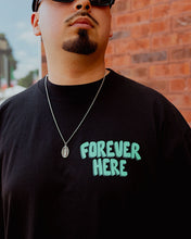 Load image into Gallery viewer, Burdeens x @clue_chicago [FOREVER HERE] Exclusive Screen Printed T-Shirt (Black)
