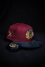 Load image into Gallery viewer, 59Fifty NHL Chicago Blackhawks 2-Tone Cardinal/Black Suede - Grey UV
