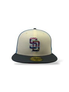 59Fifty New Era San Diego Padres MLB City Element Guatemala White/Pastel Blue Fitted Hat - Multi UV