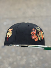 Load image into Gallery viewer, [RTE BLACKHAWKS] 59Fifty Chicago by Blackhawks 75th Anniversary 2T Black/Real Tree Edge - Green UV
