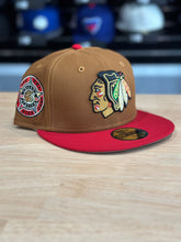 Load image into Gallery viewer, 59Fifty Chicago Blackhawks &quot;El Apache&quot; 1991 All-Star Game 2-Tone Toasted Peanut/Scarlet - Grey UV

