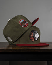 Load image into Gallery viewer, 59Fifty Chicago Blackhawks Chicago Stadium 2-Tone Olive/Maroon - Grey UV
