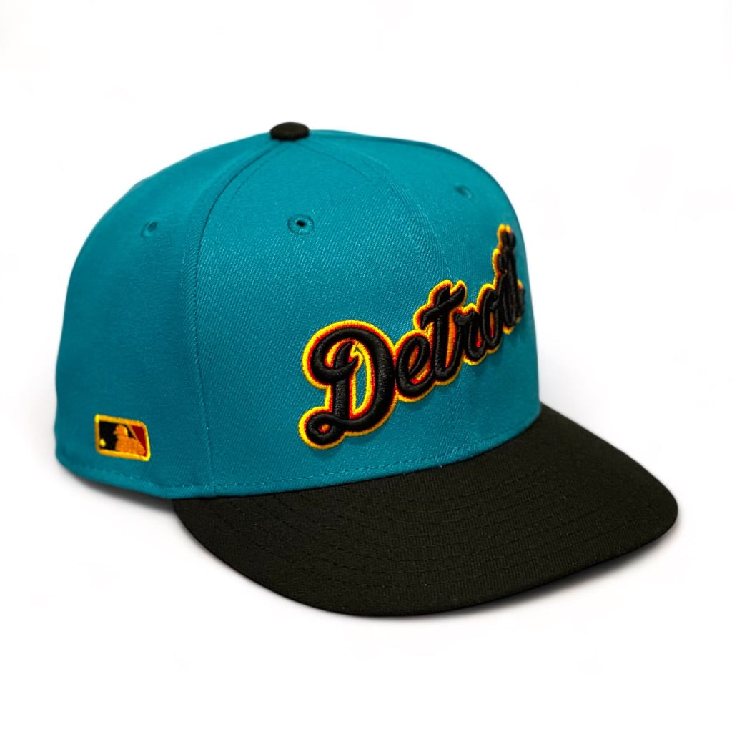 59Fifty Detroit Tigers Script 2-Tone Side Batty Teal/Black - Grey UV