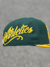 Load image into Gallery viewer, 59Fifty New Era Oakland Athletics Wordmark Script Green/Yellow - Grey UV
