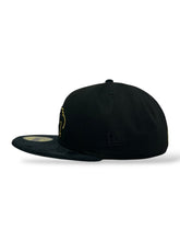 Load image into Gallery viewer, [MEXICO DE ORO V.3] 59Fifty Mexico &quot;El Guerrero&quot; Black Suede Visor - Storm Grey Suede UV

