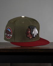 Load image into Gallery viewer, 59Fifty Chicago Blackhawks Chicago Stadium 2-Tone Olive/Maroon - Grey UV

