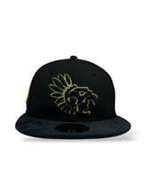 Load image into Gallery viewer, [MEXICO DE ORO V.3] 59Fifty Mexico &quot;El Guerrero&quot; Black Suede Visor - Storm Grey Suede UV
