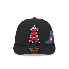 Load image into Gallery viewer, 59Fifty Los Angeles Angels New Era Black Tonal Floral Pre Curved Fitted Hat - Green UV
