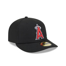 Load image into Gallery viewer, 59Fifty Los Angeles Angels New Era Black Tonal Floral Pre Curved Fitted Hat - Green UV
