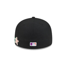 Load image into Gallery viewer, 59Fifty Los Angeles Angels New Era Black Tonal Floral Pre Curved Fitted Hat - Green UV
