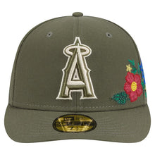 Load image into Gallery viewer, 59Fifty Los Angeles Angels New Era Olive Tonal Floral Pre Curved Fitted Hat - Green UV
