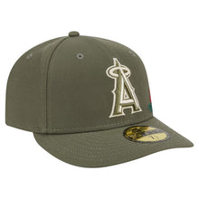 Load image into Gallery viewer, 59Fifty Los Angeles Angels New Era Olive Tonal Floral Pre Curved Fitted Hat - Green UV

