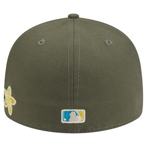 59Fifty Los Angeles Angels New Era Olive Tonal Floral Pre Curved Fitted Hat - Green UV