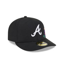 Load image into Gallery viewer, 59Fifty Atlanta Braves New Era Black Tonal Floral Pre Curved Fitted Hat - Green UV
