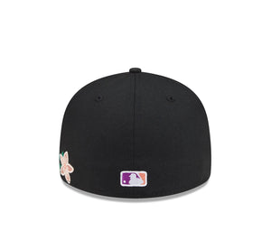 59Fifty Atlanta Braves New Era Black Tonal Floral Pre Curved Fitted Hat - Green UV