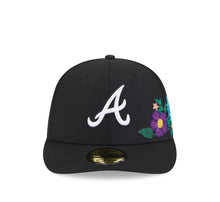 Load image into Gallery viewer, 59Fifty Atlanta Braves New Era Black Tonal Floral Pre Curved Fitted Hat - Green UV
