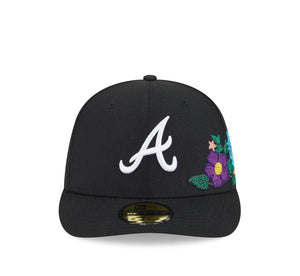 59Fifty Atlanta Braves New Era Black Tonal Floral Pre Curved Fitted Hat - Green UV
